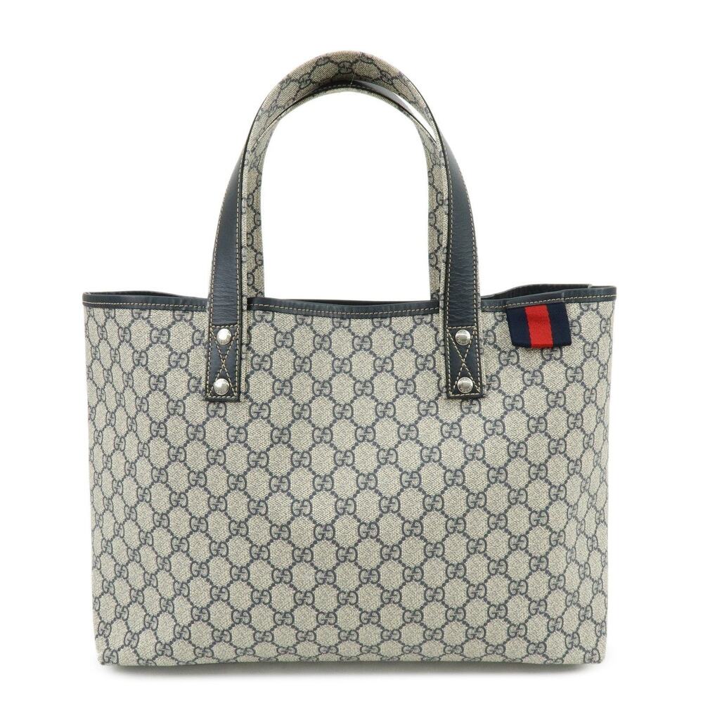Gucci GG Supreme Web Stripe Tote Gray